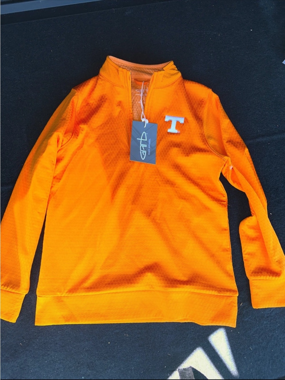 Boys Orange Quarter-Zip Pullover Jacket with 'T' Logo